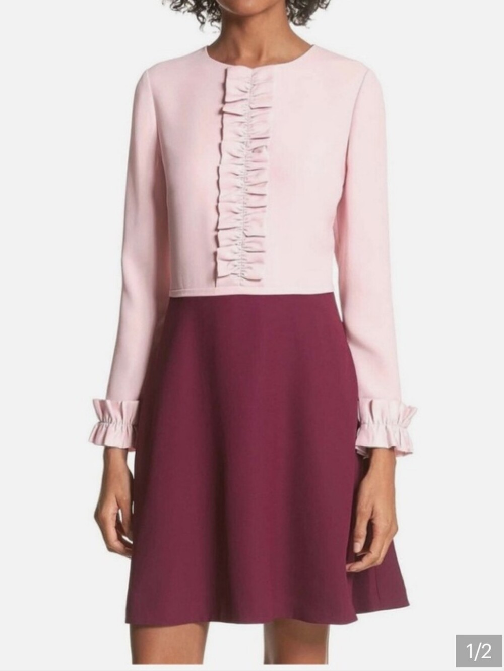 Ted Baker Steyla Ruffle Dress With Pockets pink/burgundy Like New